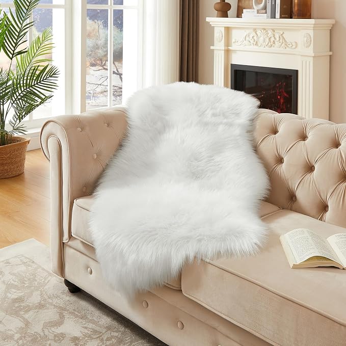 AMTOVO Faux Fur Rug, Fluffy Sheepskin Rug, Fuzzy Ultra Soft 2 x 4 ft Shag Rugs - Image 3