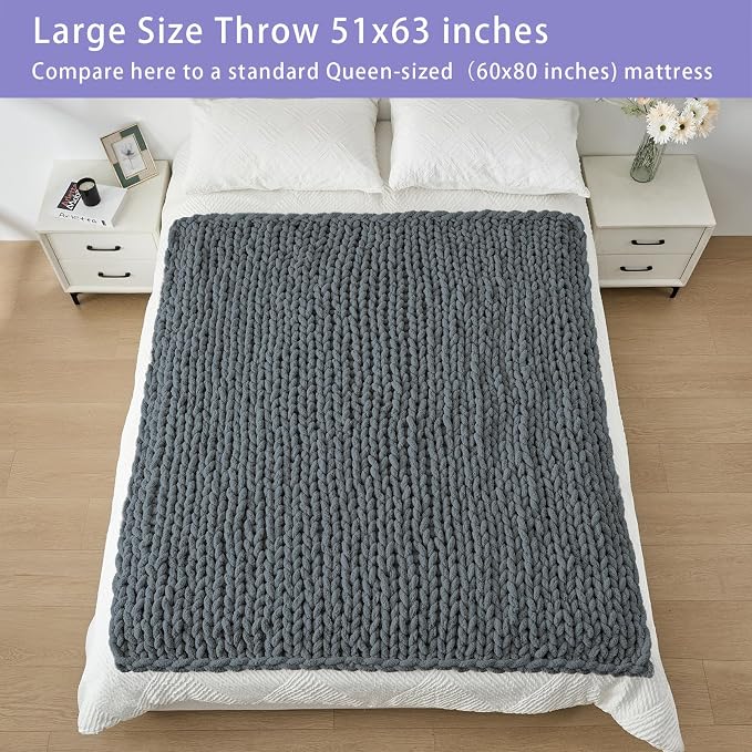 Bigacogo Chunky Knit Throw Blanket - Image 5