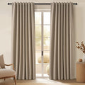 Topfinel Taupe Burlap Linen Blackout Curtains & Drapes 86 Inch Length 2 Panels by Topfinel
