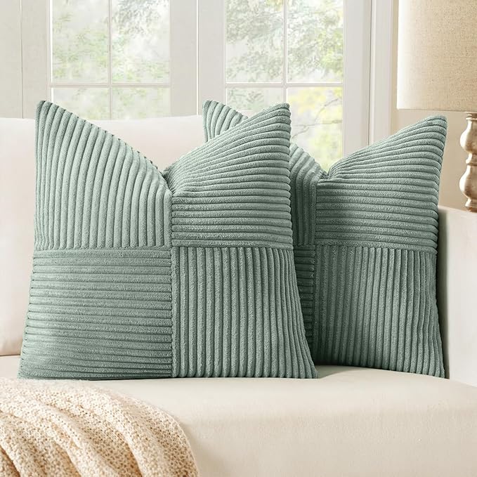 MIULEE Greyish Green Decorative Throw Pillow Covers 20x20 Inch by MIULEE