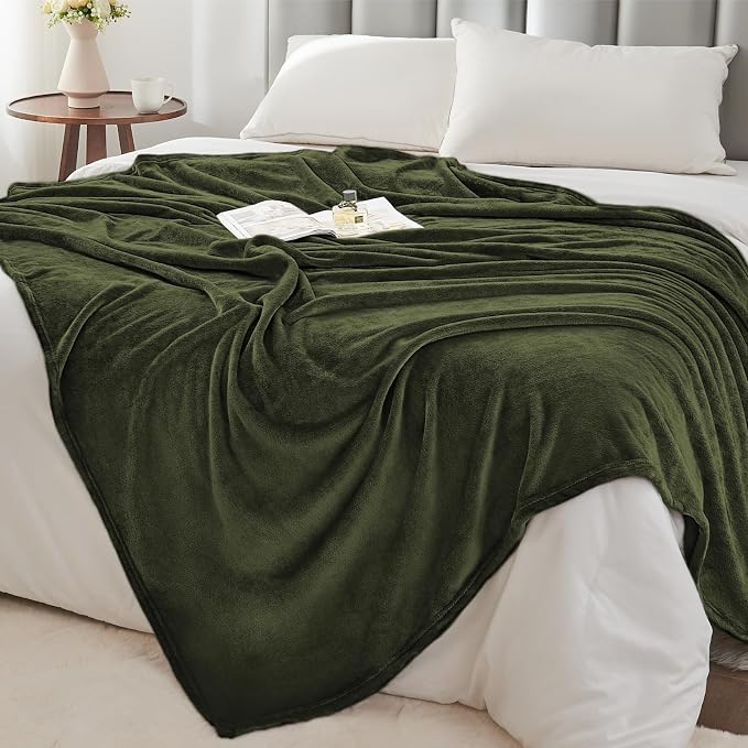 BEDELITE Fleece Blanket Olive Green Throw Blankets - Image 6