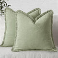 MIULEE Decorative Throw Pillow Covers Neutral Linen Fringe Throw Pillows Euro by MIULEE