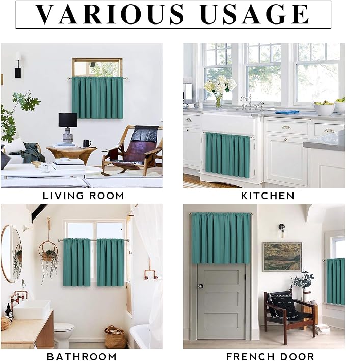 RYB HOME Short Teal Blackout Curtains - Image 7