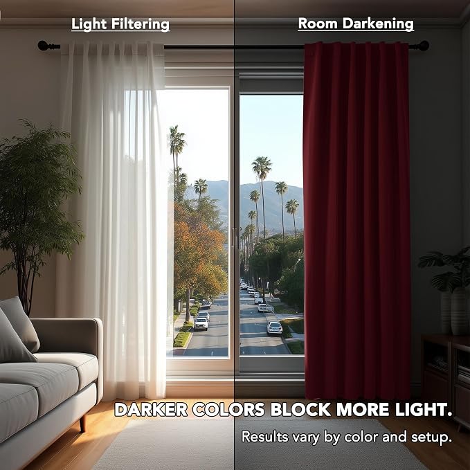 Deconovo Blackout Curtains, Thermal Insulated, W70 x L63 2 Panels, Back Tab - Image 3