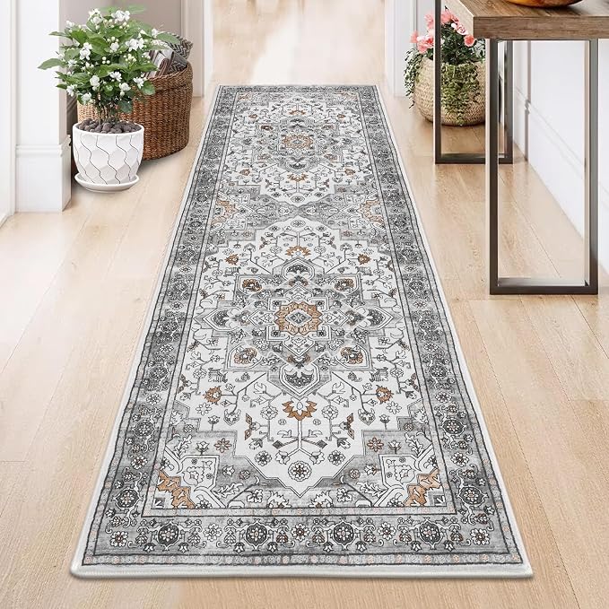 HEBE Hallway Runner Rug 2'x6' Washable Vintage Distressed Area Rugs Non Slip - Image 8