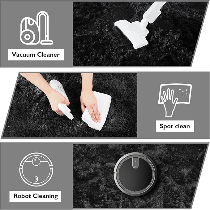 yulidayang Black Fluffy Round Area Rugs - Image 4