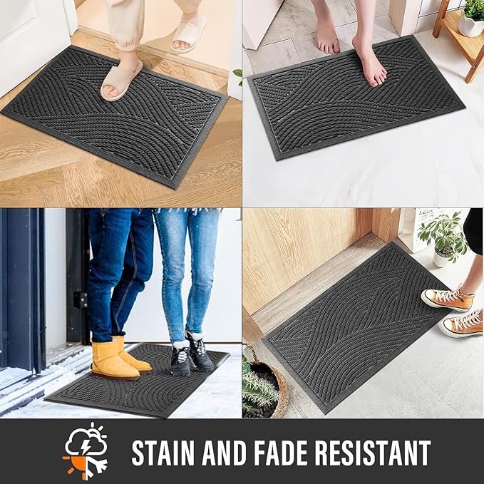 HIYARD Sturdy Front Door Mat, Absorbent Muddy Dirt Resist Welcome Door Mats - Image 4