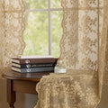 YJ YANJUN Vintage Lace Curtains 72 Inches Long-Victorian Floral Pattern Tan by YJYANJUN