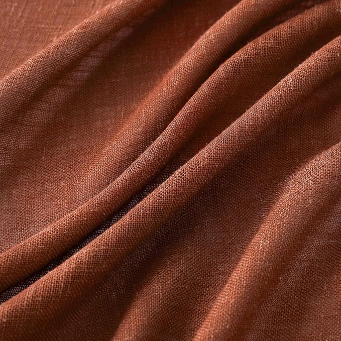 MIULEE Burnt Orange Fall Linen Curtains 42x84 Inch 2 Panels - Image 4