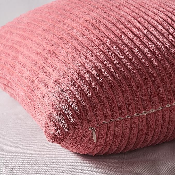 Topfinel Pink Throw Pillows Covers 20x20 Inch Set of 4, Farmhouse Corduroy - Image 7