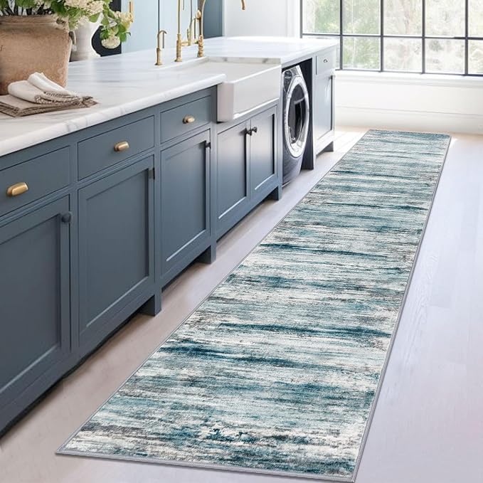 KOZYFLY Modern Abstract Hallway Runner, 2x12 Washable Rug Runner Non-Slip Soft - Image 7