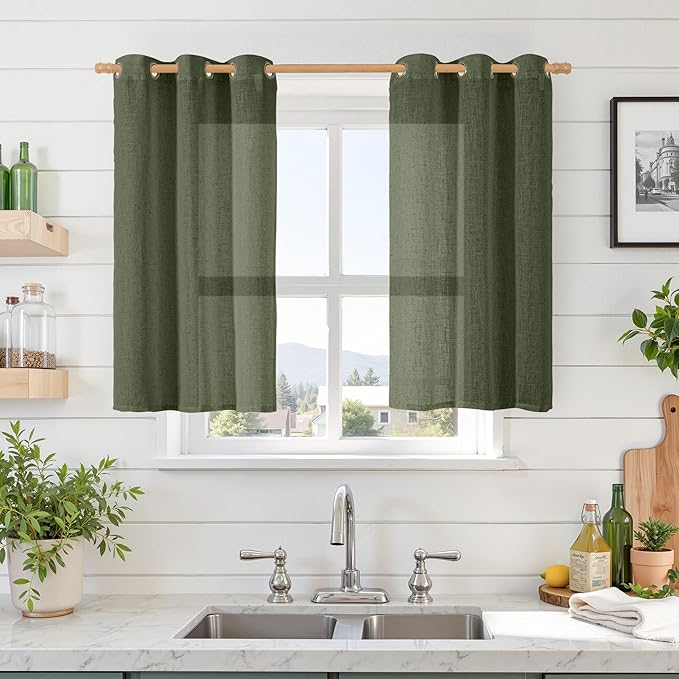 LAMIT Sheer Linen Curtains 40 inch Long by LAMIT
