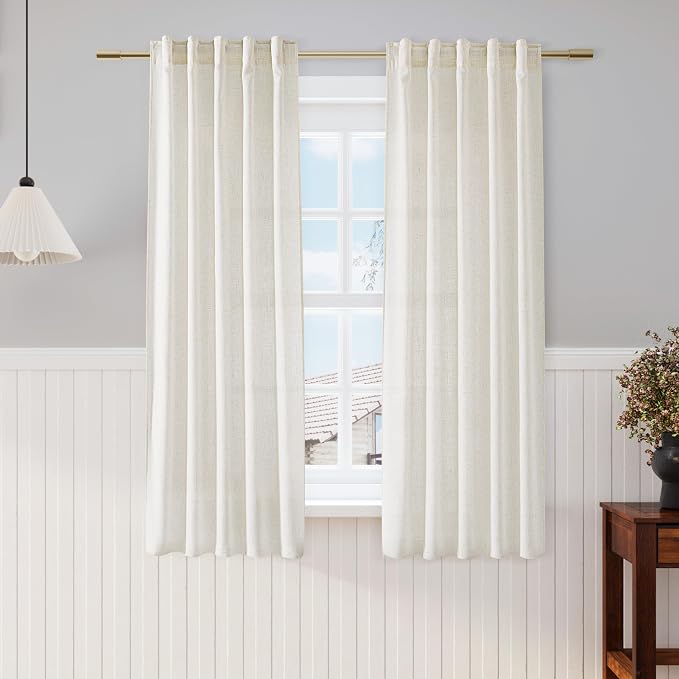 Nanspring Linen Curtains 63 Inch Length 2 Panels Set by Nanspring