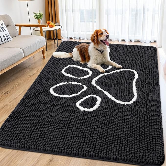 Smiry Dog Door Mat for Muddy Paws, Absorbent Dirt Trapper Non Slip Quick Dry by Smiry
