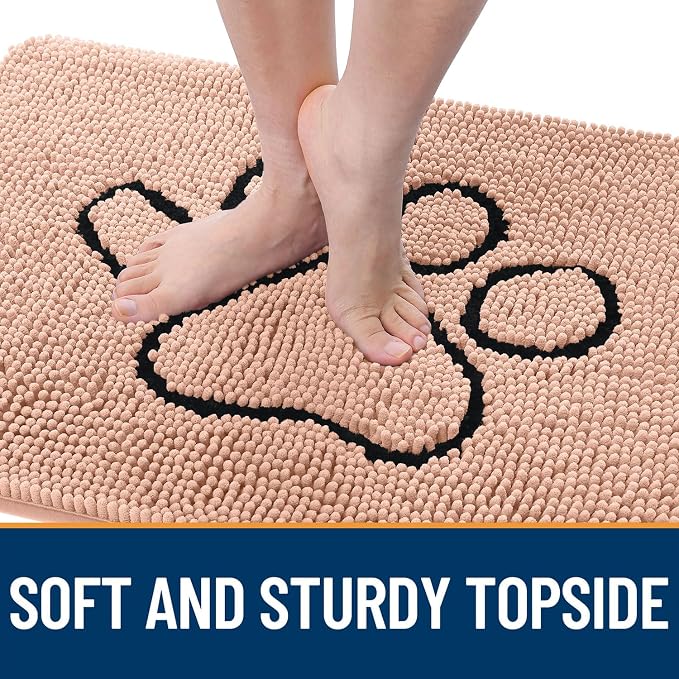 OLANLY Dog Door Mat for Muddy Paws 48x30, Paw Print Design, Absorbs Moisture - Image 4