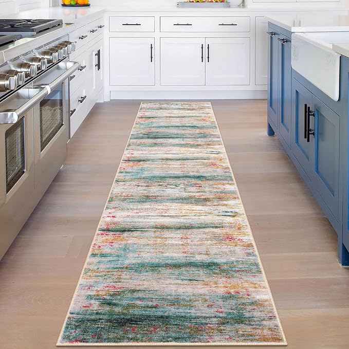 KOZYFLY Modern Abstract Hallway Runner Rug, 2x8 Washable Rug Runner Non-Slip - Image 3