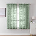 Lecloud Leia Sage Green Sheer Curtains 45 Inch Length 2 Panels, Elegant Balance by Lecloud