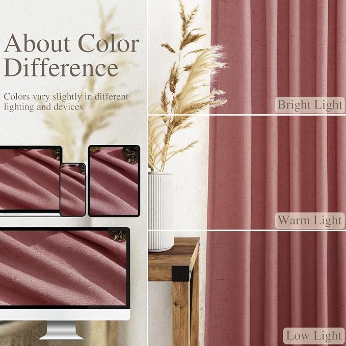 Canyon Rose Linen 112 Inch Curtains - Image 3