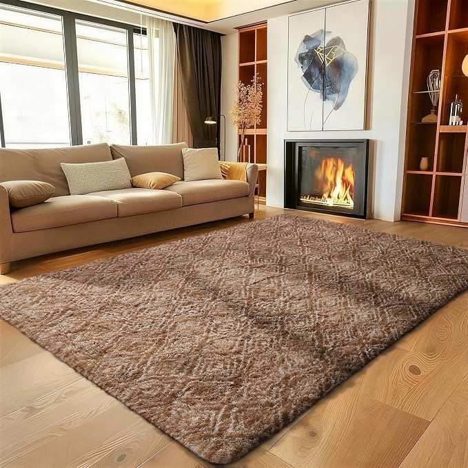 Ophanie Brown and White Diamond Striped Rugs - Image 5