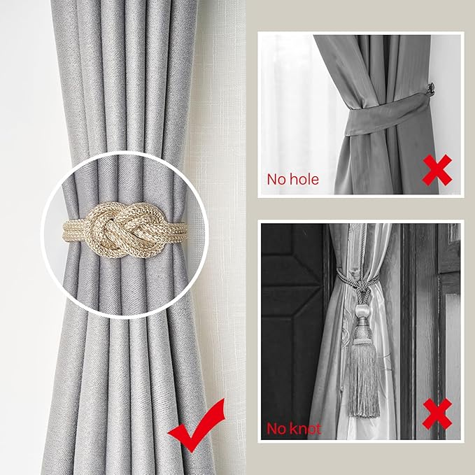 NICEEC 4 Pack Mini Magnetic Curtain Tiebacks Nordic Simple Style Drape Tie - Image 2