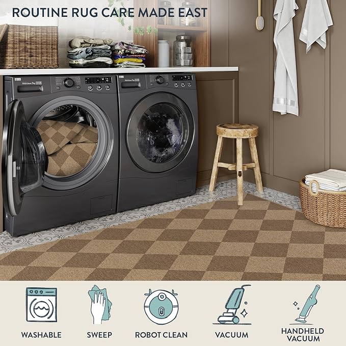 Lahome Checkered Easy Jute Indoor Outdoor Rug, 5x7 Area Rugs - Image 5