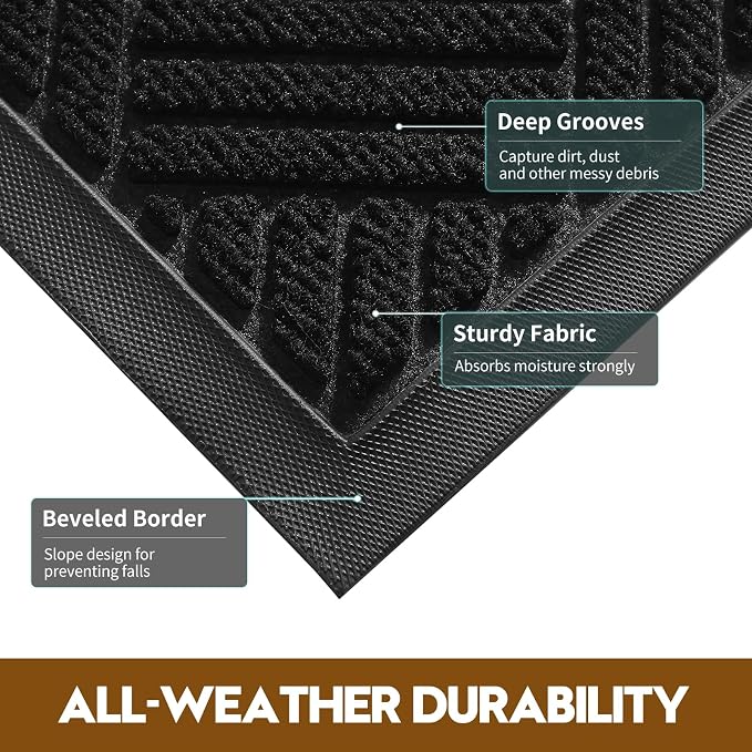 Front Door Mat, Heavy Duty Waterproof Doormat 61.5"x36", Stain Fade Resistant - Image 2