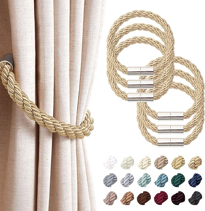 NICEEC 6 Pack Strong Magnetic Curtain Tiebacks Modern Simple Style Drape Tie by NICEEC