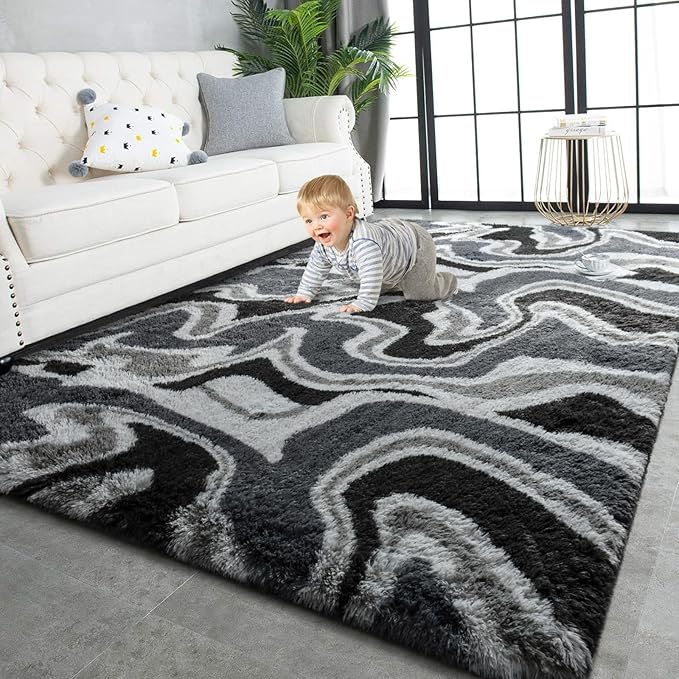 TWINNIS Super Soft Shaggy Rugs Fluffy Carpets, 4x5.9 Feet, Indoor Modern Plush by TWINNIS