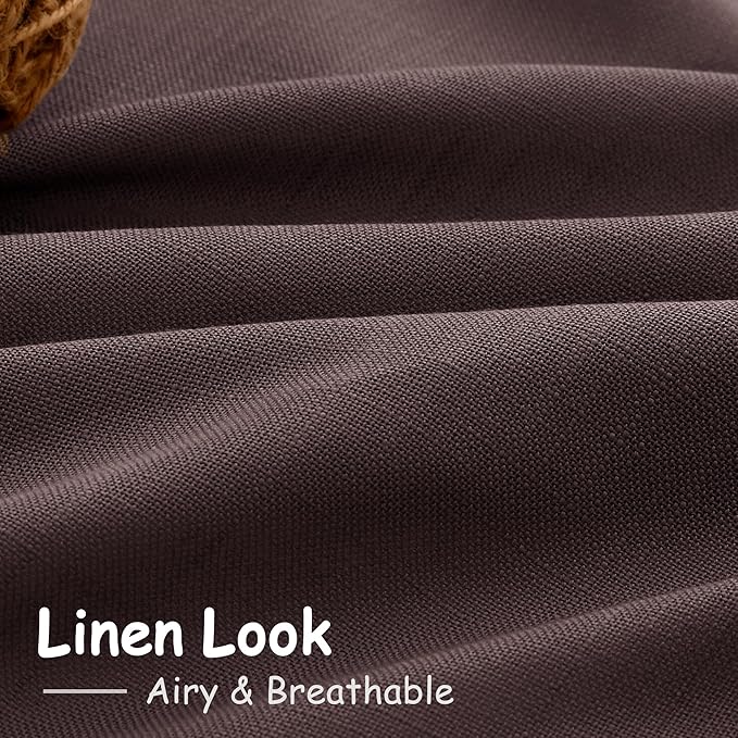 Coffee Brown Linen Curtains for Living Room 105 Inches Long Light Filtering - Image 4