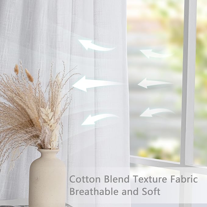 MYSKY HOME White Curtains for Living Room, Semi Sheer Curtains & Drapes Light - Image 5