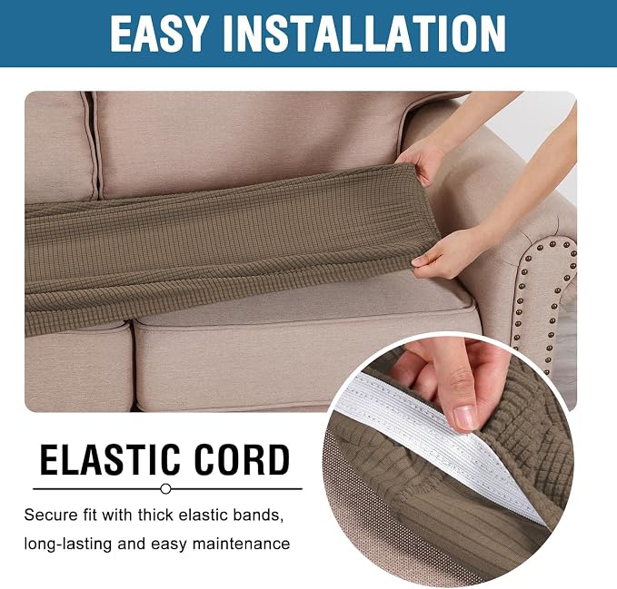 H.VERSAILTEX Super Stretch Individual Seat Cushion Covers Sofa Covers Couch - Image 4