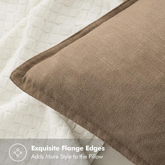 MIULEE Decorative Linen Pillow Covers 16x16 Inch Khaki Boho Farmhouse Neutral - Image 2