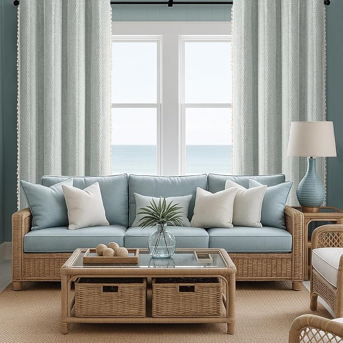 Teal Boho Blackout Curtains 2 Panels 84 Inch - Image 2