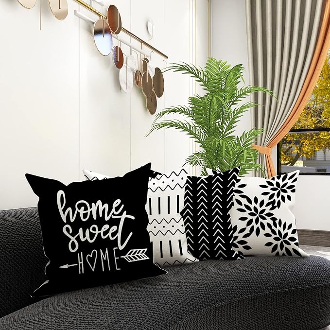 YCOLL Pillow Covers 22x22 Set of 4, Modern Sofa Throw Pillow Cover, Decorative - Image 3
