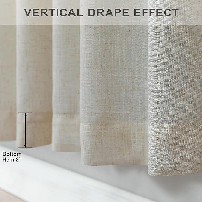 Pitalk Flax Linen Curtains 92 Inch Length 2 Panels - Image 7