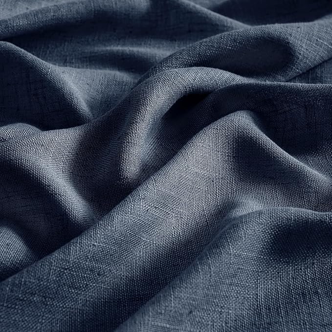 MIULEE Navy Blue Linen Curtains 108 Inch Length 2 Panels - Image 4