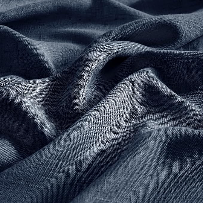MIULEE Navy Blue Linen Curtains 72 Inch Length 2 Panels - Image 4