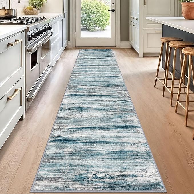 KOZYFLY Modern Abstract Hallway Runner, 2x12 Washable Rug Runner Non-Slip Soft - Image 3