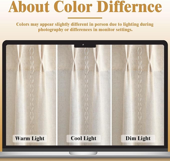 Pinch Pleated Look Light Filtering Curtains 84 Inch Length, 2 Panels Linen - Image 5