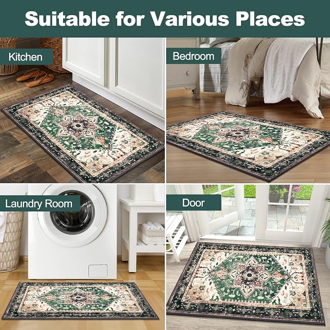 Yamaziot Washable Area Rug, 2x3 Small Entryway Rug Non-Slip Boho Vintage Rug - Image 7