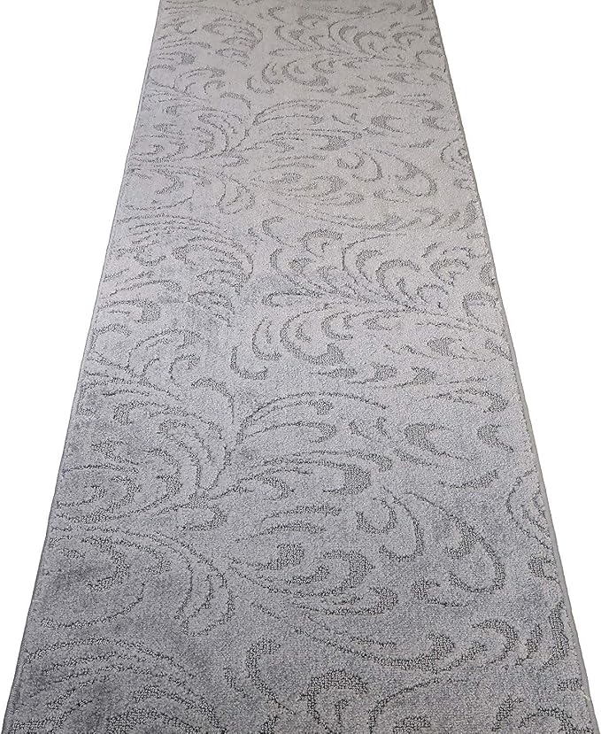 Custom Length Hallway Runner Rug, Slip Resistant, Floral Grey, 26 Inch X 10 feet - Image 6