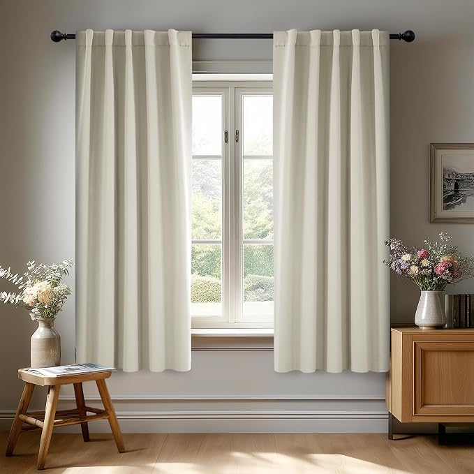 Deconovo Blackout Curtains, Thermal Insulated, W38 x L63 2 Panels, Back Tab by Deconovo