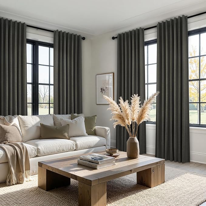 Topfinel 105 Inch Long Linen Blackout Curtains - Image 2