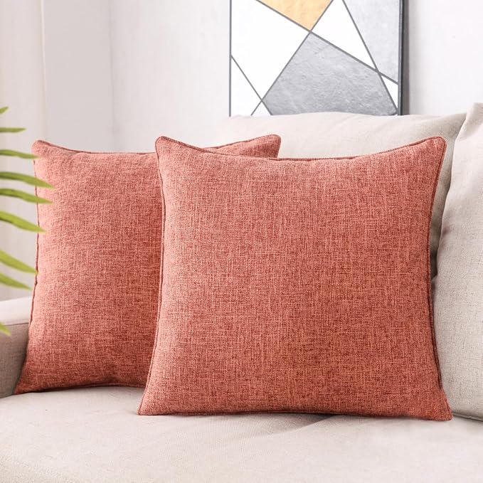 HPUK Linen Throw Pillow Covers Pack of 2, 18x18 Inch Accent Cushion Covers by HPUK