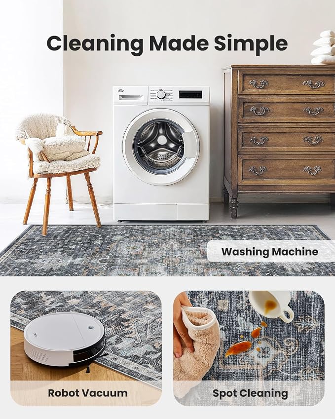 AMADA HOMEFURNISHING 10x14 Washable Area Rug, Low-Profile Large Area Rug - Image 5