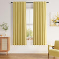 Guken Yellow 100% Blackout Linen Curtains 63 Inch Length 2 Panels Set by Guken