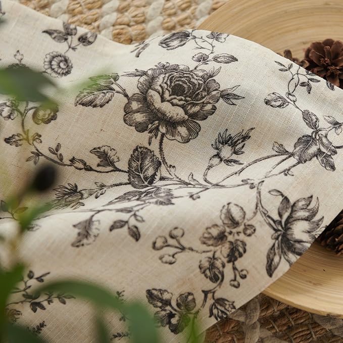jinchan Amlie Floral Linen Valance Curtain Farmhouse Kitchen Valance - Image 7