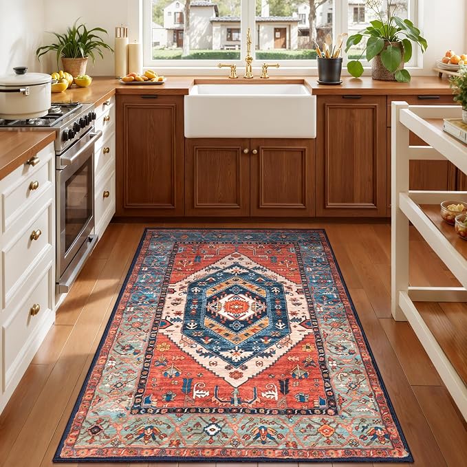 SERISSA Boho Area Rugs for Entryway, 3x4 Washable Non-Slip Kitchen Rug - Image 3