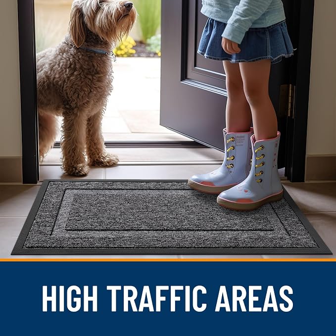 OLANLY Front Door Mat Outside 59x34, All-Season Heavy-Duty Rubber Doormat | - Image 6