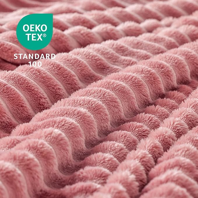 BEDELITE Fleece Throw Blanket for Couch – 3D Ribbed Jacquard Soft and Warm - Image 4
